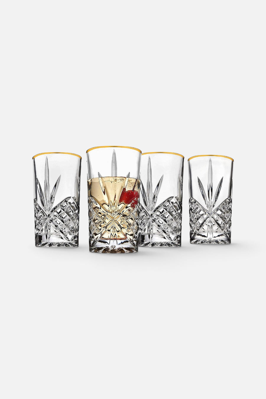 Godinger Dublin Crystal Gold Rim Highball, Set of 4 – back view