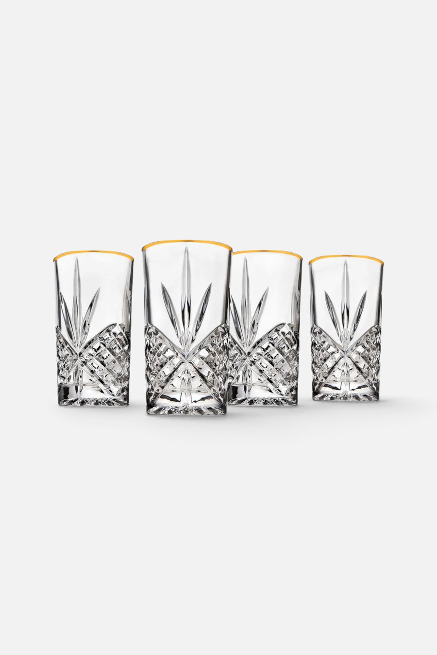Godinger Dublin Crystal Gold Rim Highball, Set of 4 – front view