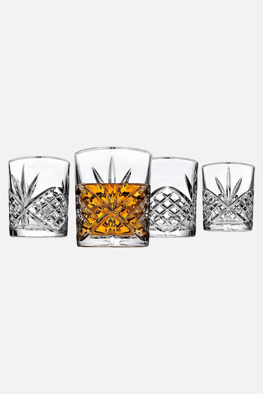 Godinger Dublin Crystal Platinum Rim Double Old Fashion Set of 4 – side view