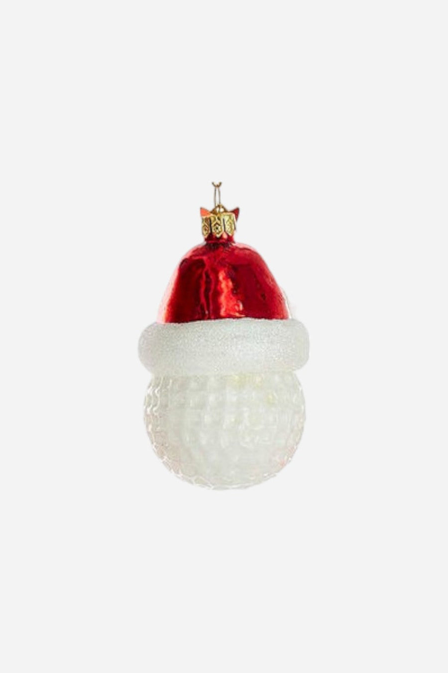 Golf Ball With Santa Hat Glass Ornament – front view