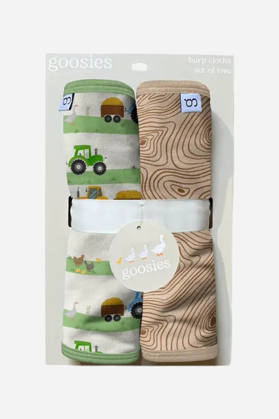 Goosies Burp Cloth Set - Farm Stripes – front view