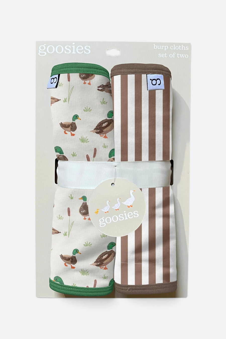 Goosies Burp Cloths Set in Mallard Drake - Set of 2 – front view