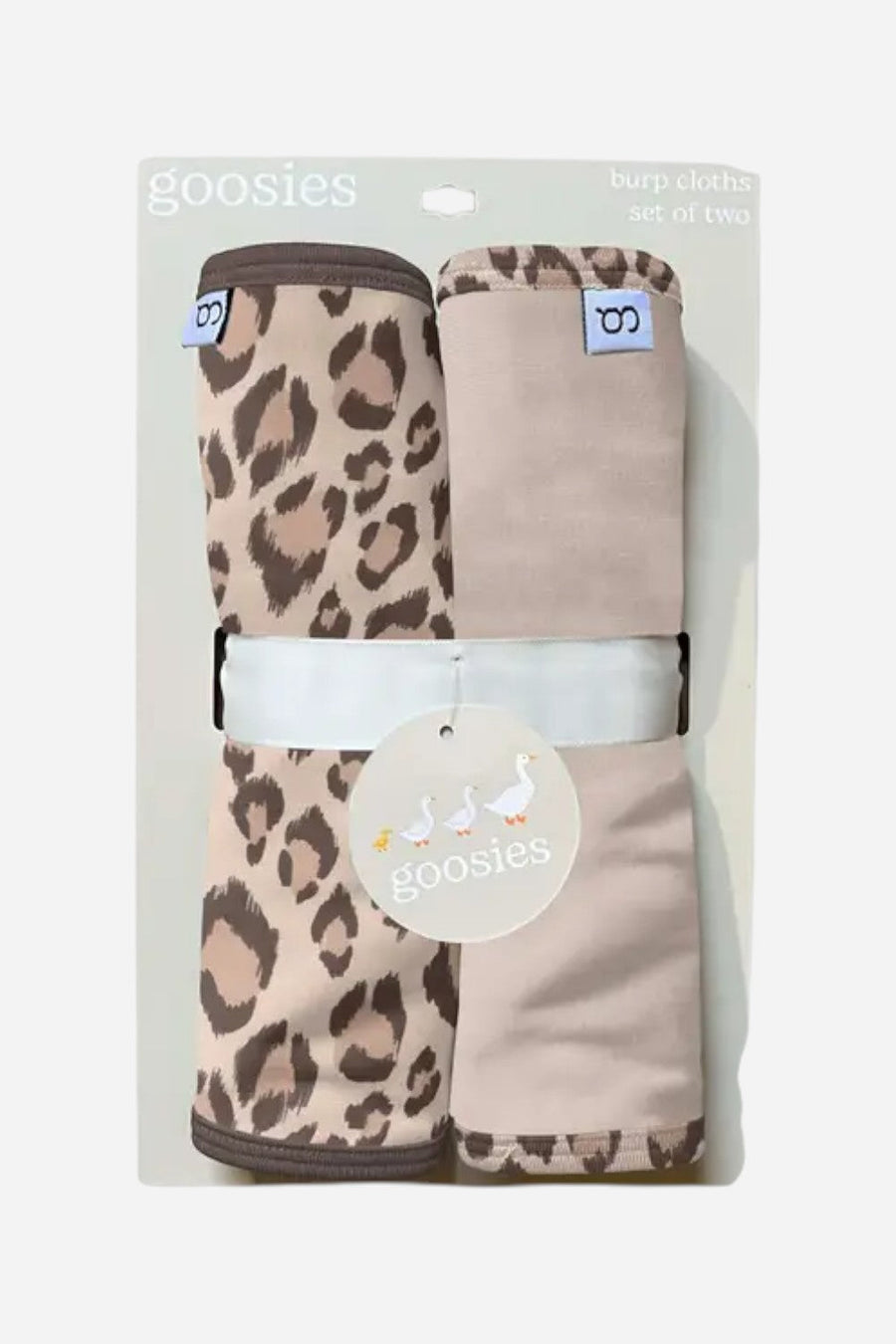 Goosies Classic Leopard Burp Cloth Set – front view
