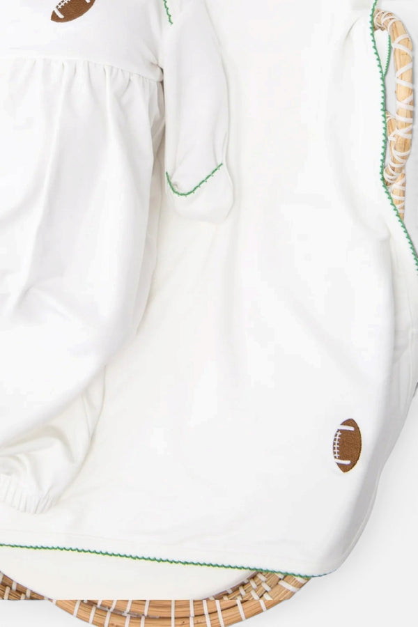 Goosies Embroidered Varsity Football Pip Blanket in White