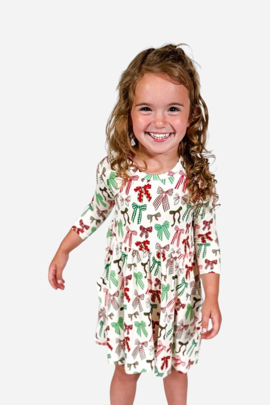 Goosies Holiday Bows 3/4 Sleeve Dress – back view