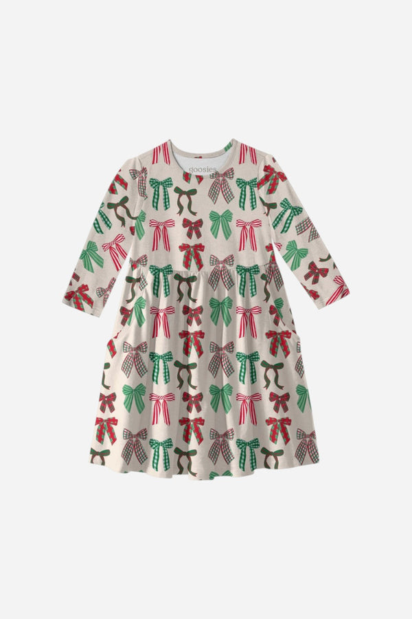 Goosies Holiday Bows 3/4 Sleeve Dress