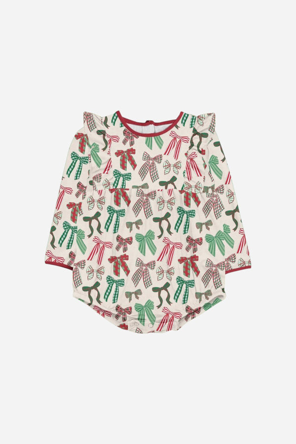 Goosies Holiday Bows Long Sleeve Flutter Bubble