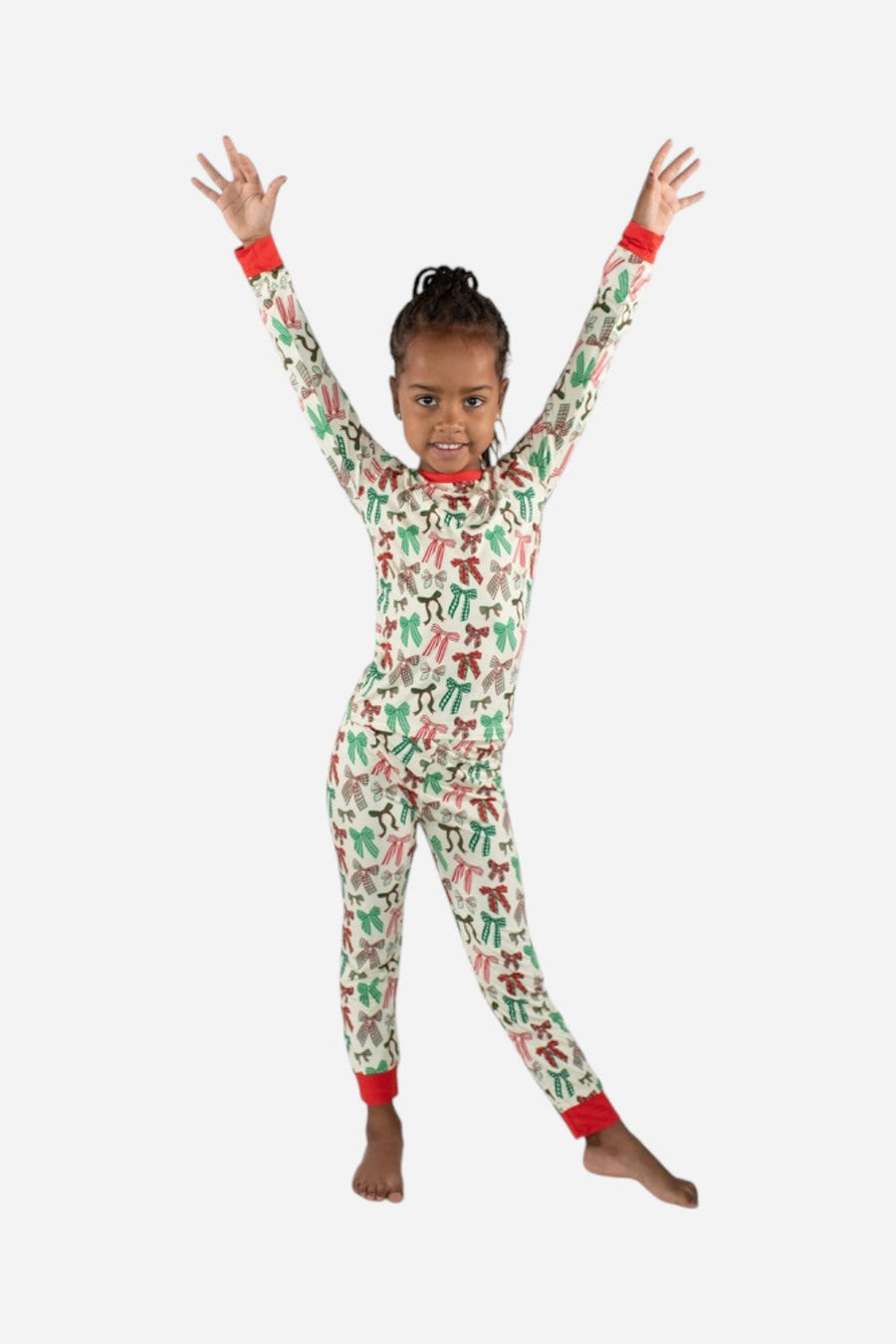Goosies Holiday Bows Long Sleeve & Pants 2-Piece PJ's – back view