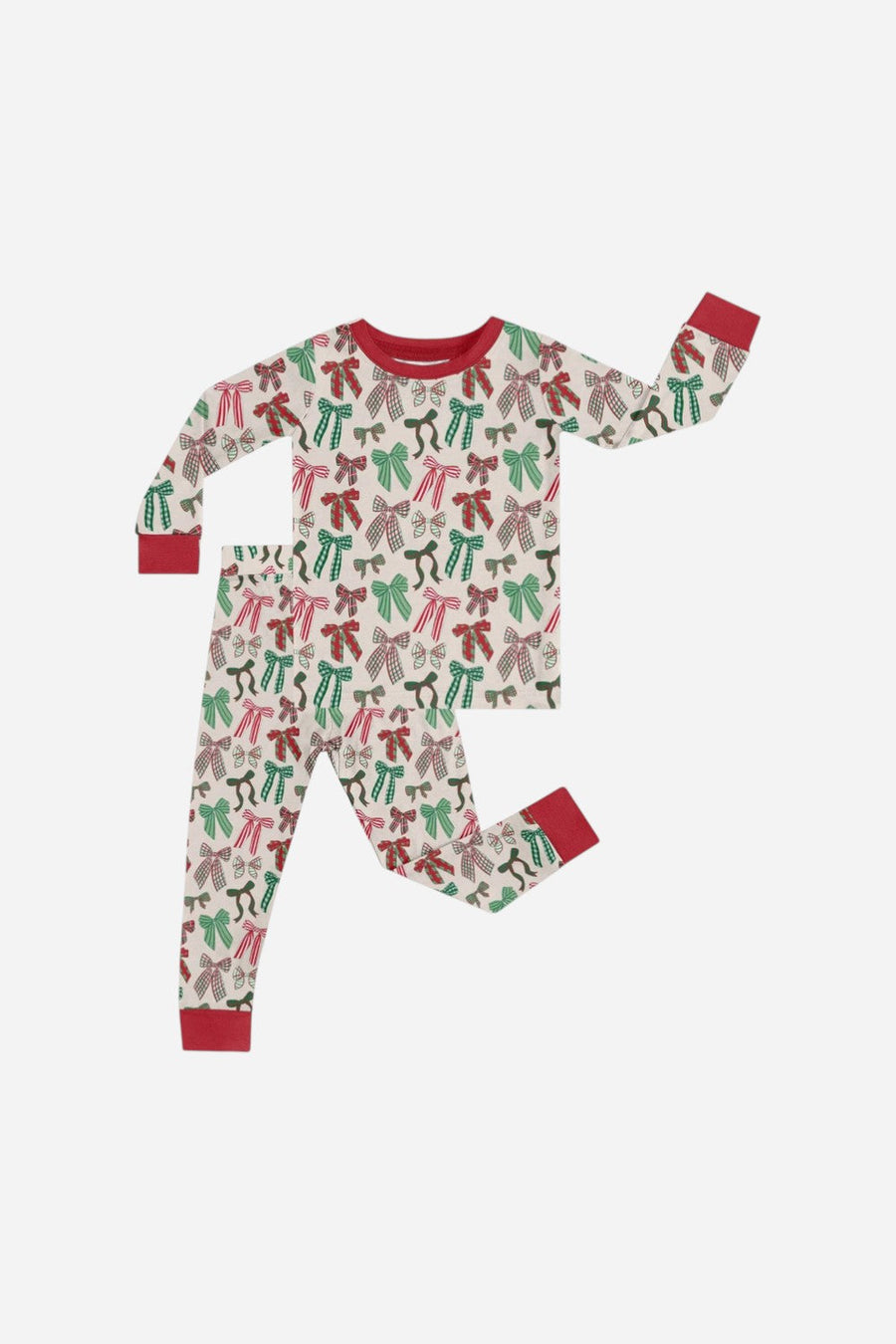 Goosies Holiday Bows Long Sleeve & Pants 2-Piece PJ's – front view