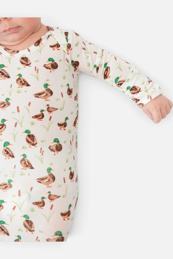 Goosies Knotted Infant Gown in Mallard Drake