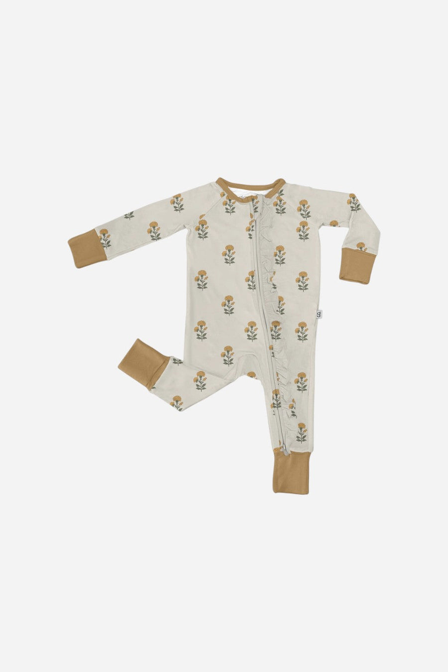 Goosies Marigold Block Print Long Sleeve Convertible Zip PJ's – front view