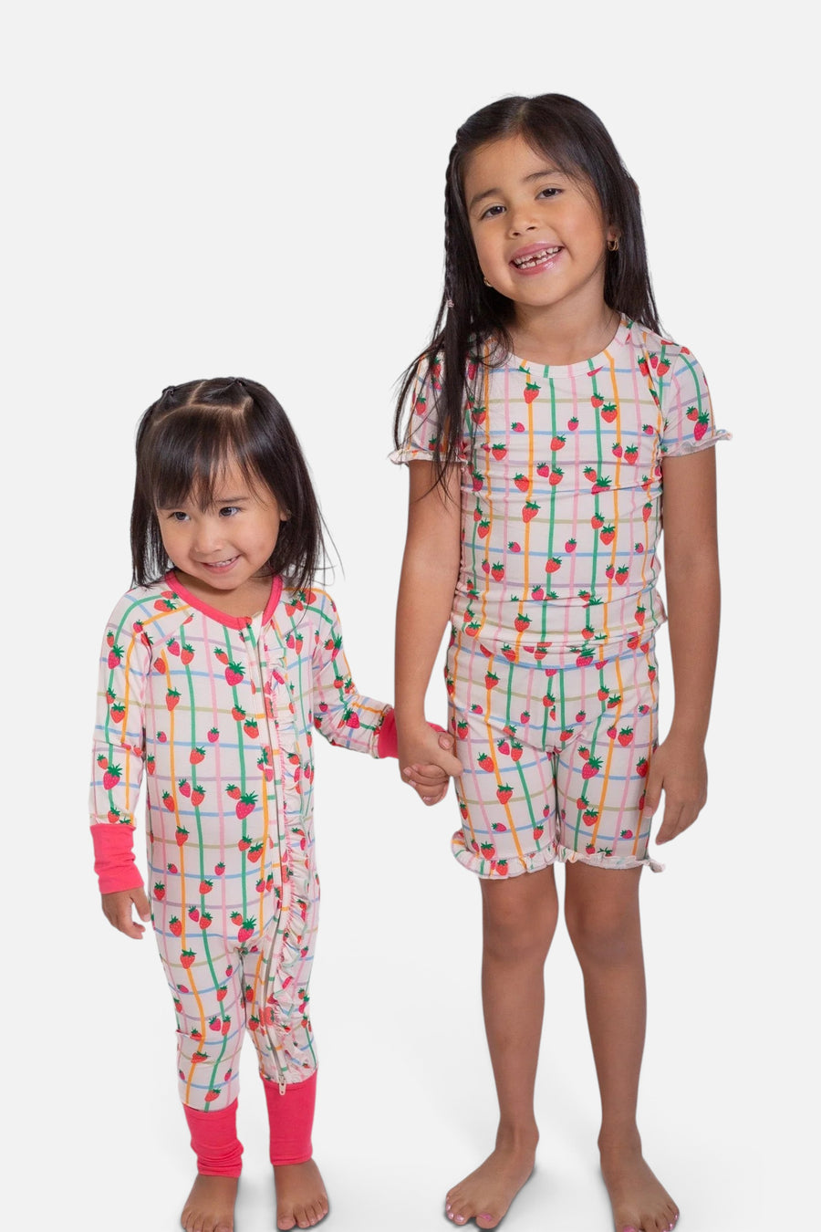 Goosies Ruffle Shorts PJ Set in Berry Patch – back view