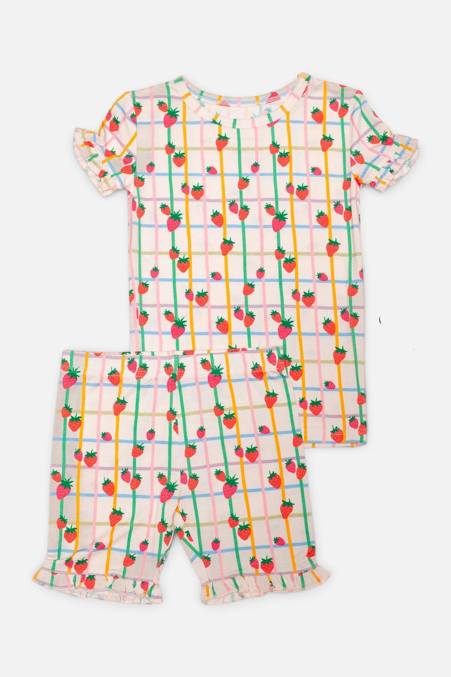 Goosies Ruffle Shorts PJ Set in Berry Patch – detail