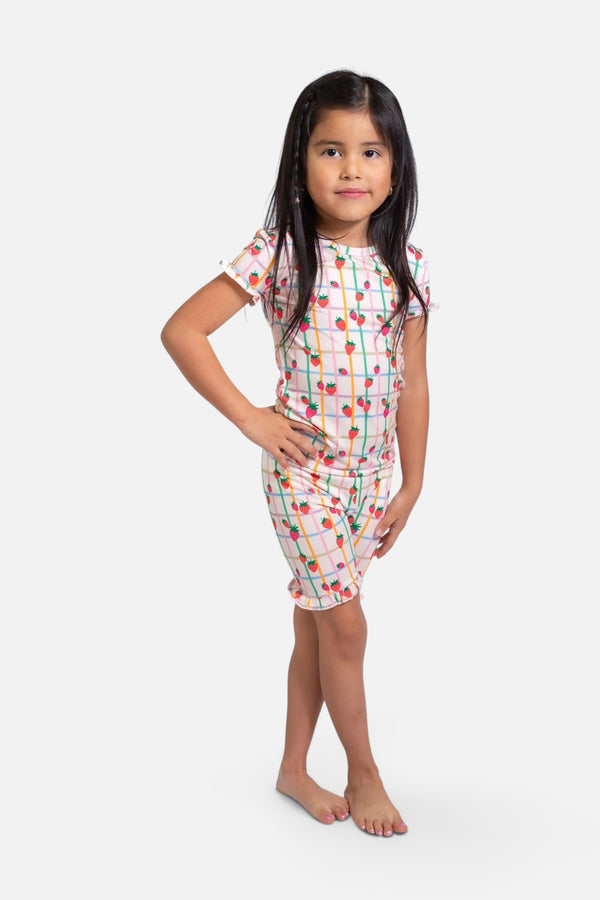 Goosies Ruffle Shorts PJ Set in Berry Patch