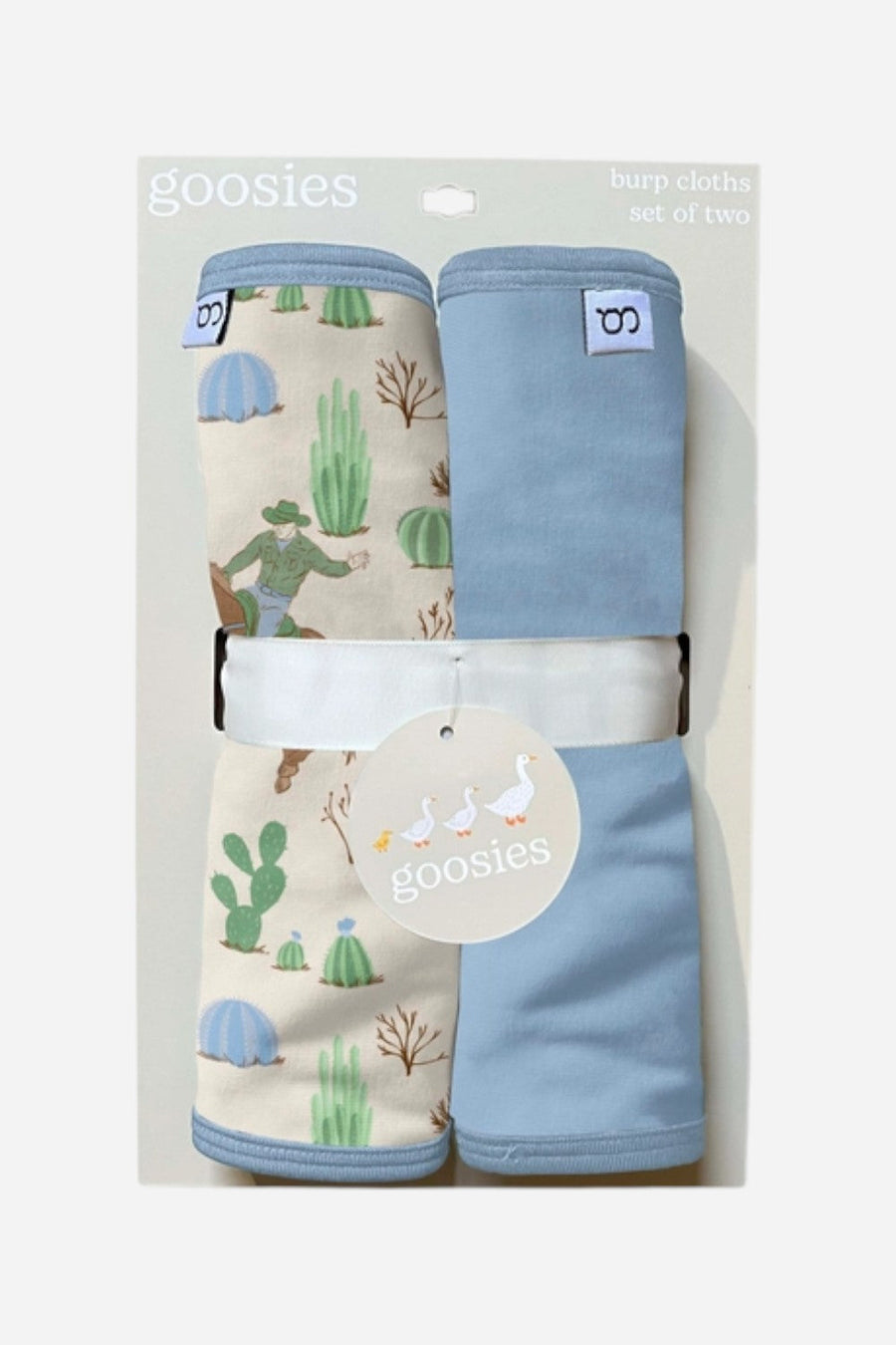 Goosies Saddle Up, Cowboy Burp Cloth Set – front view