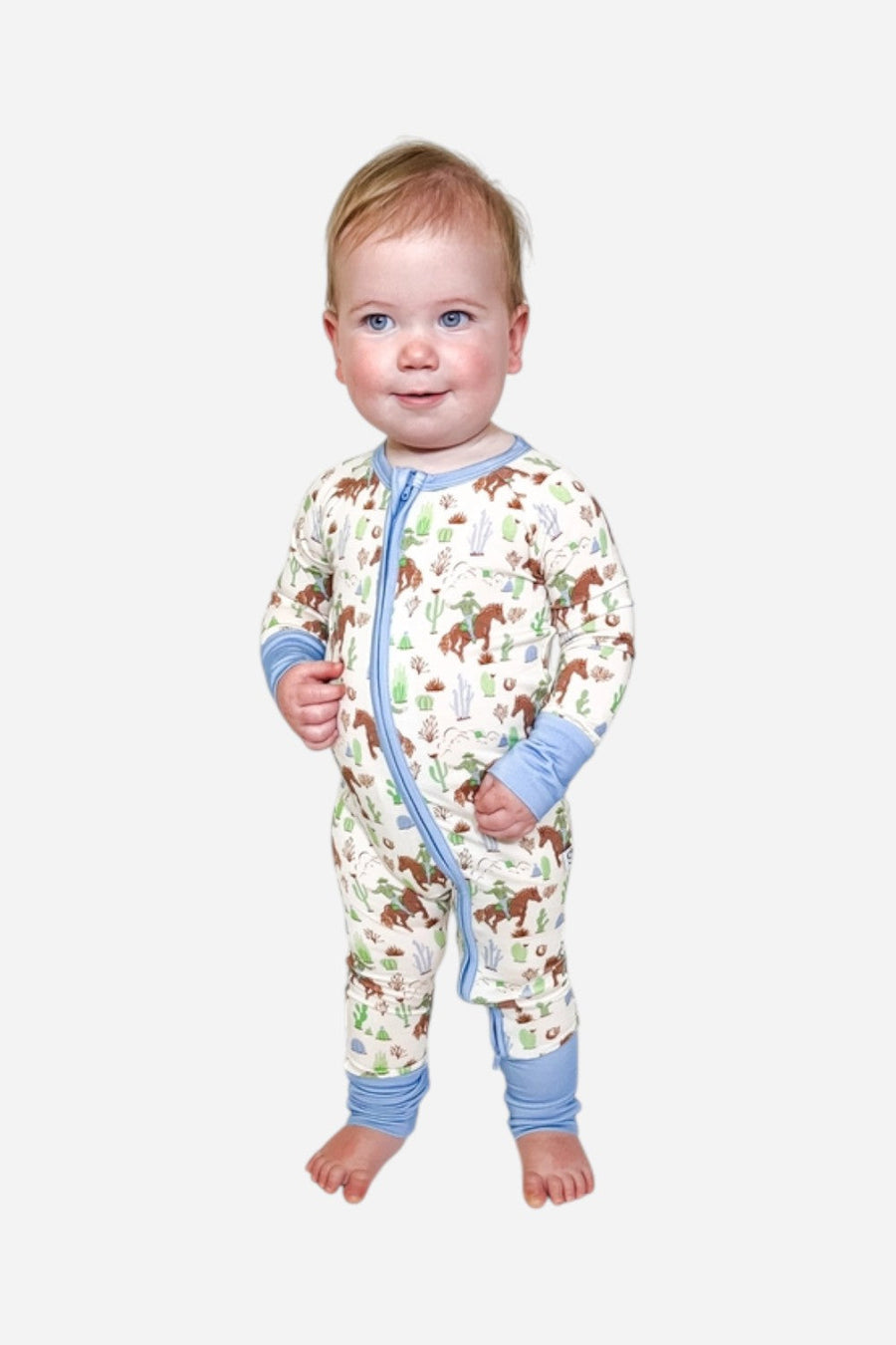 Goosies Saddle Up, Cowboy Long Sleeve Convertible Zip PJ's – back view