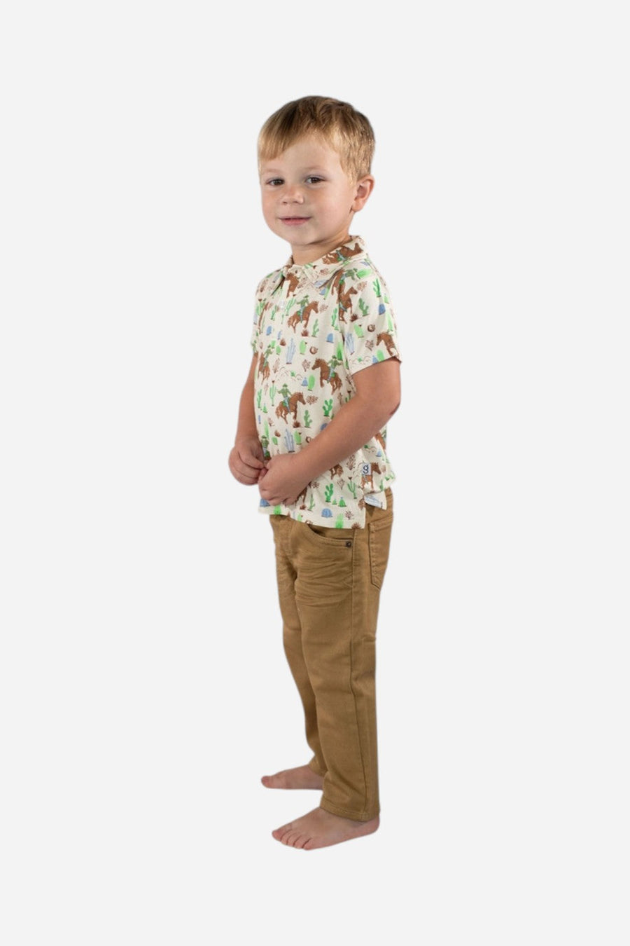 Goosies Saddle Up, Cowboy Short Sleeve Polo Shirt – back view