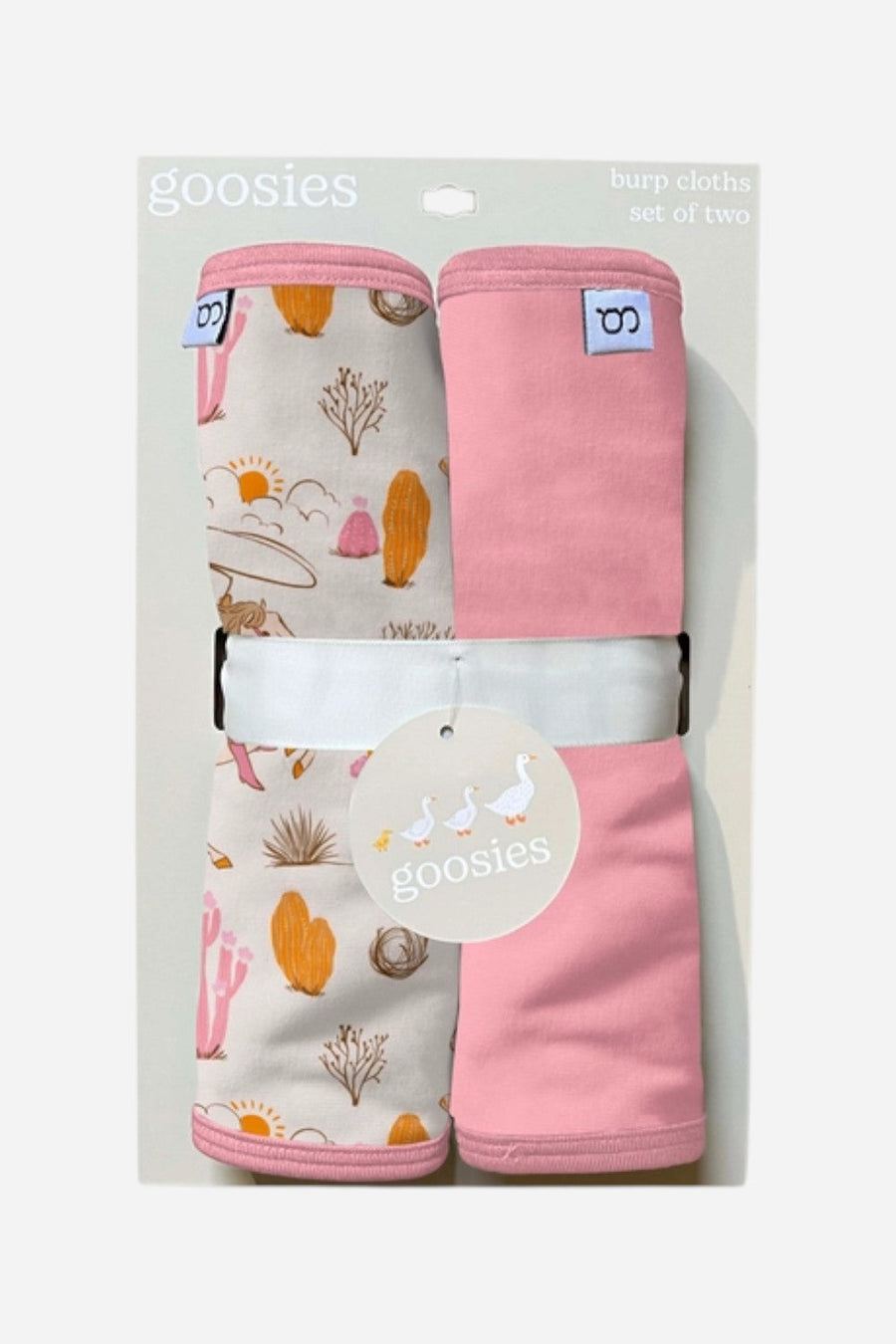 Goosies Saddle Up, Cowgirl Burp Cloth Set – front view