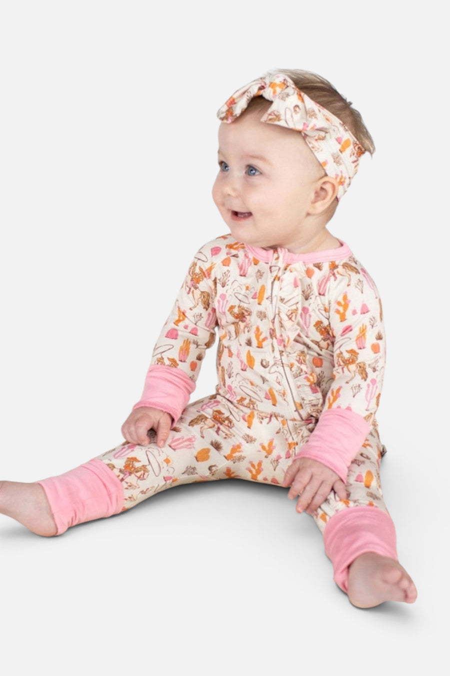 Goosies Saddle Up, Cowgirl Long Sleeve Convertible Zip PJ's – back view