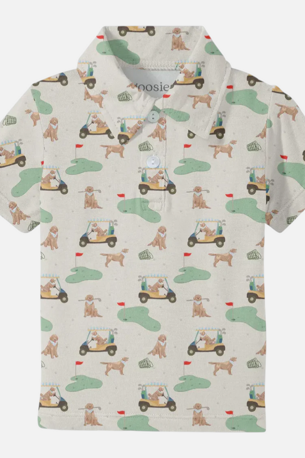 Goosies Toddler Short Sleeve Polo Shirt in Barks & Birdies