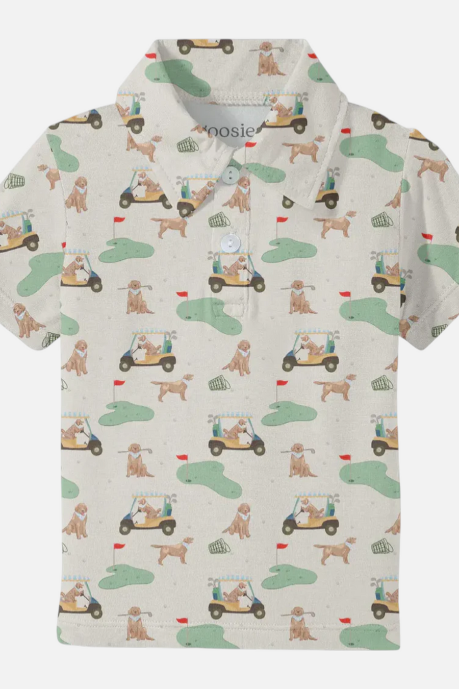 Goosies Toddler Short Sleeve Polo Shirt in Barks & Birdies – front view