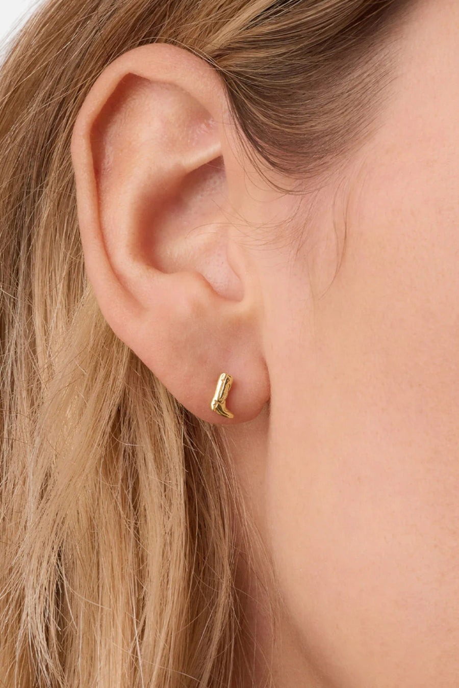 Gorjana Cowboy Boot Single Stud Earring in Gold – back view