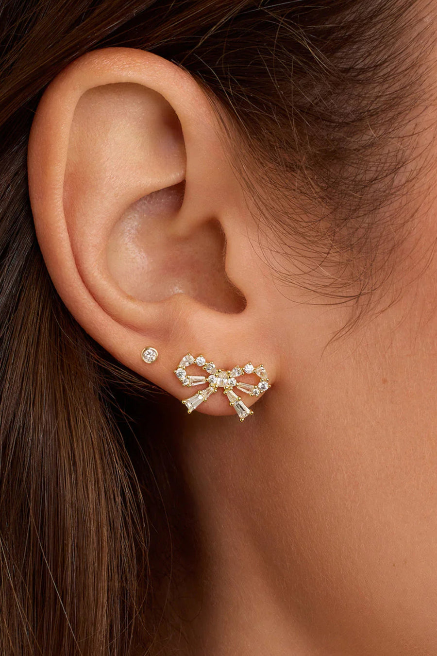 Gorjana Fancy Bow Earrings in Gold – side view