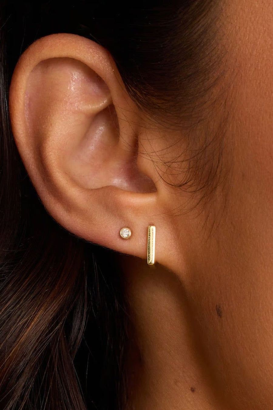 Gorjana Harper Charm Huggie Earring in Gold – back view