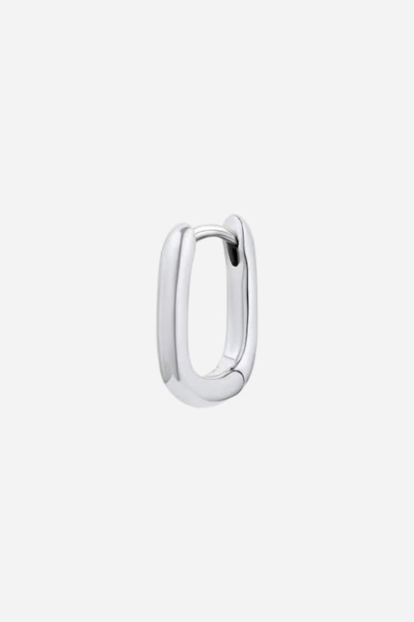 Gorjana Lou Link Charm Huggie Earring in Rhodium