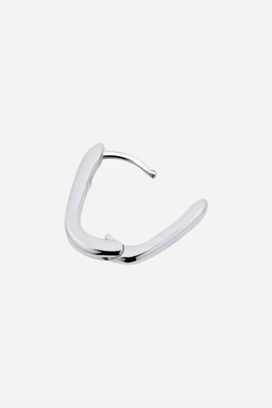 Gorjana Lou Link Charm Huggie Earring in Rhodium – side view