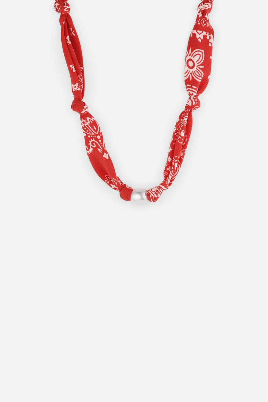Gorjana Paisley Bandana Pearl Necklace in Red – front view