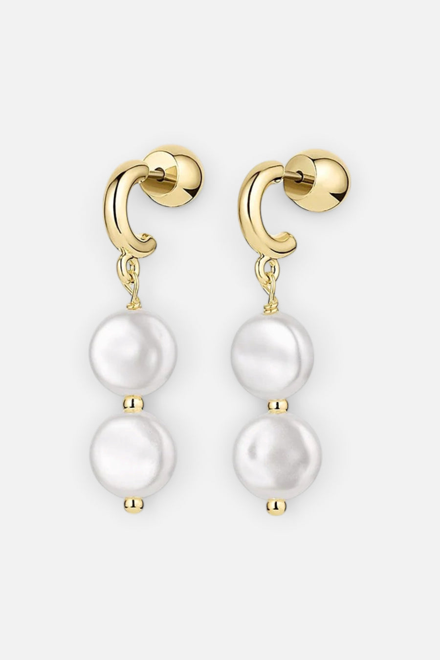 Gorjana Reese Pearl Drop Huggies in Gold – front view