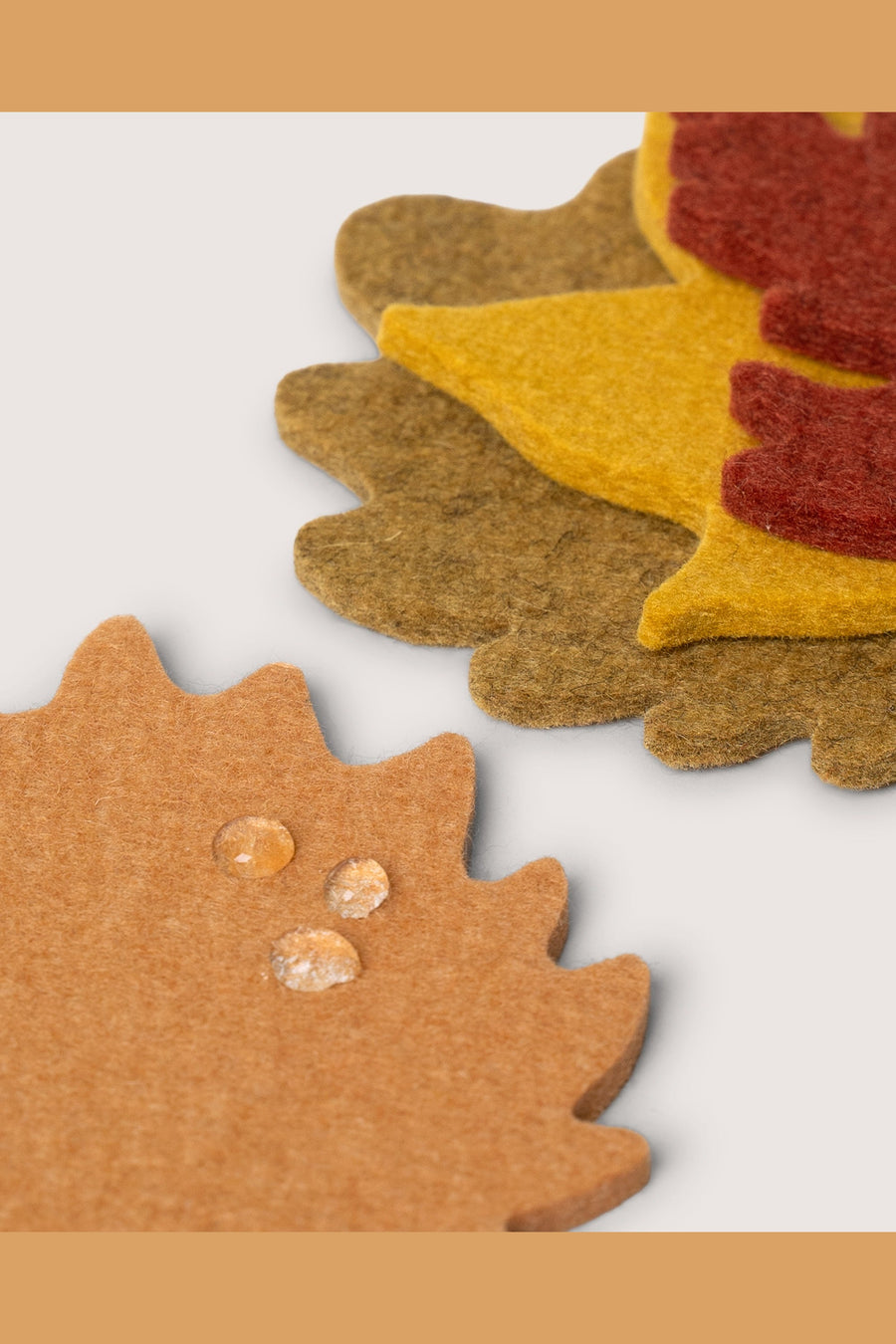 Graf Lantz Autumn Leaf Merino Wool Coaster Set – detail