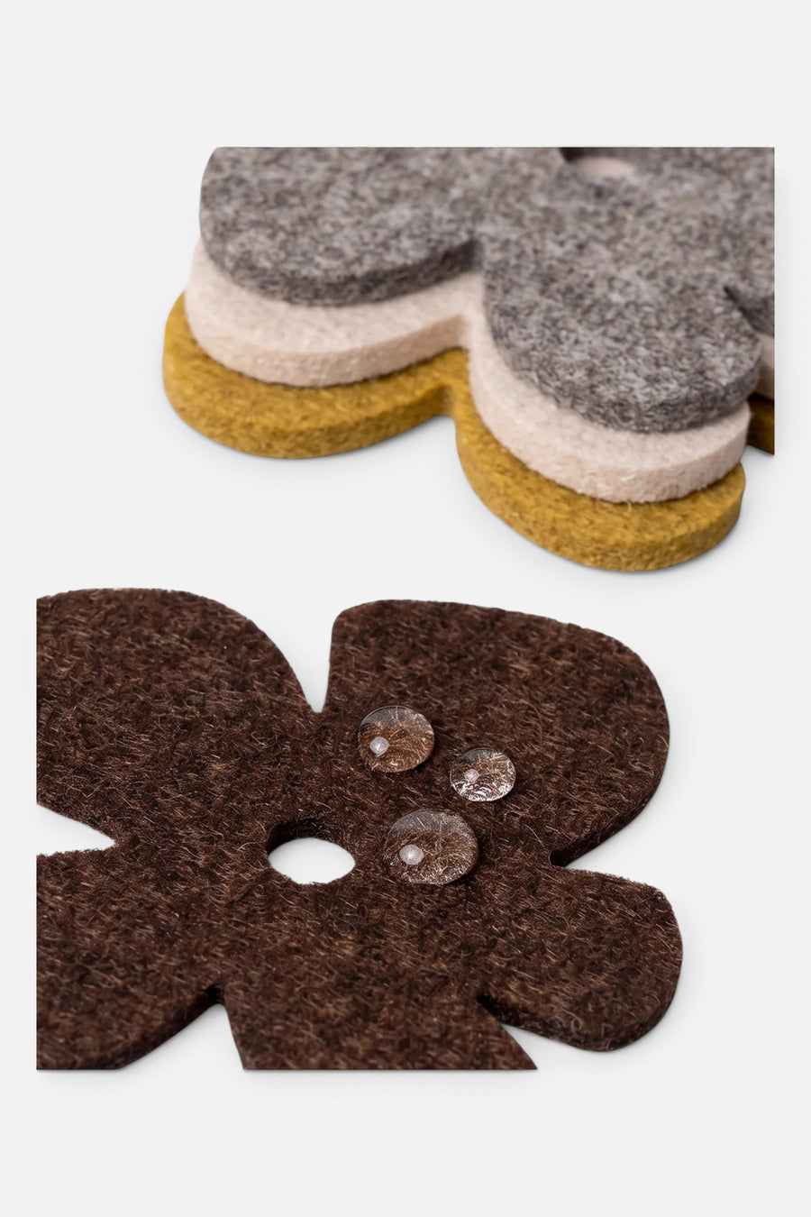 Graf Lantz Fleur Merino Wool Coaster Set in Grounded – back view