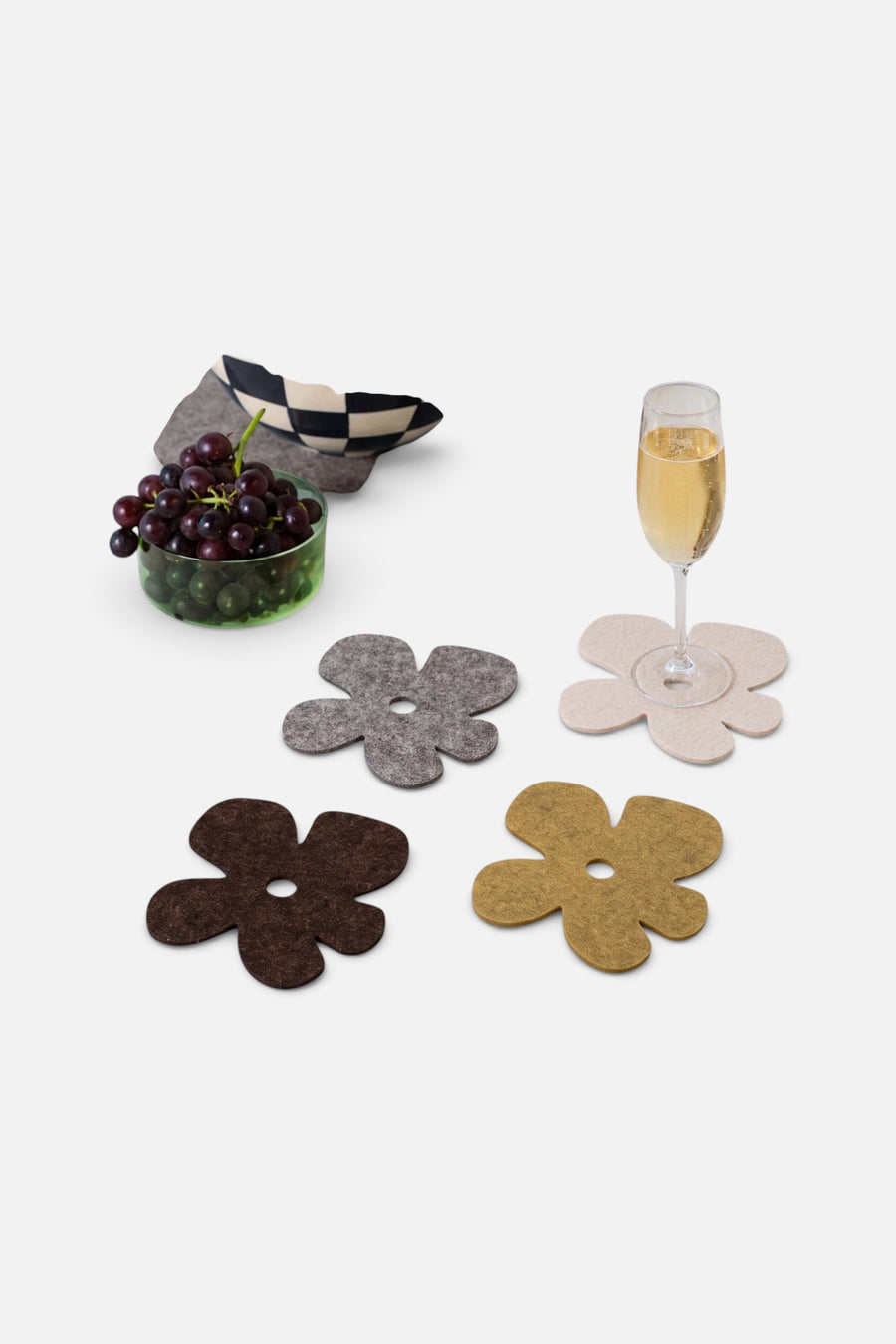 Graf Lantz Fleur Merino Wool Coaster Set in Grounded – side view