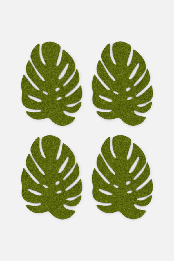 Graf Lantz Monstera Merino Wool Coaster Set in Loden Green