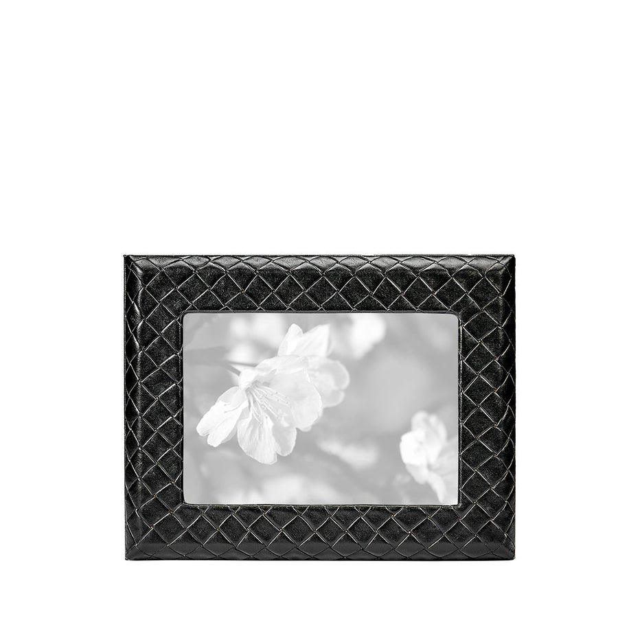 Graphic Image 5" x 7" Woven Frame in Black Woven Leather – back view