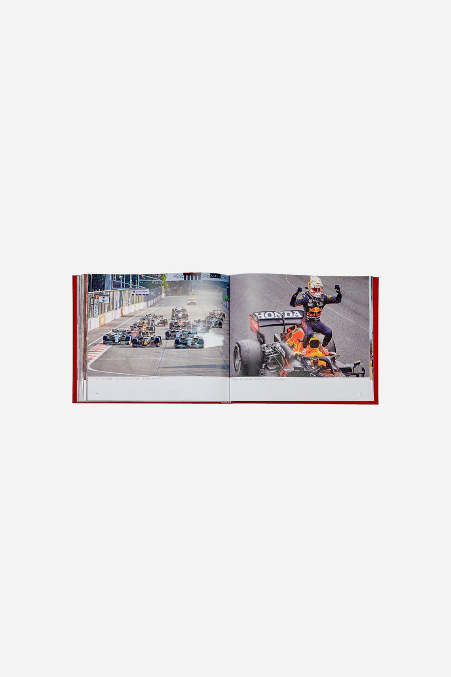 Graphic Image F1 Heroes Book in Red Bonded Leather – detail