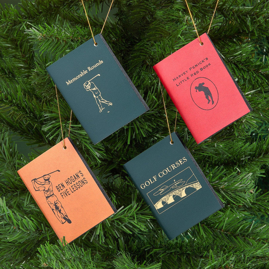 Graphic Image Mini Leather Ornaments: The Golfer, Set of 4 – back view