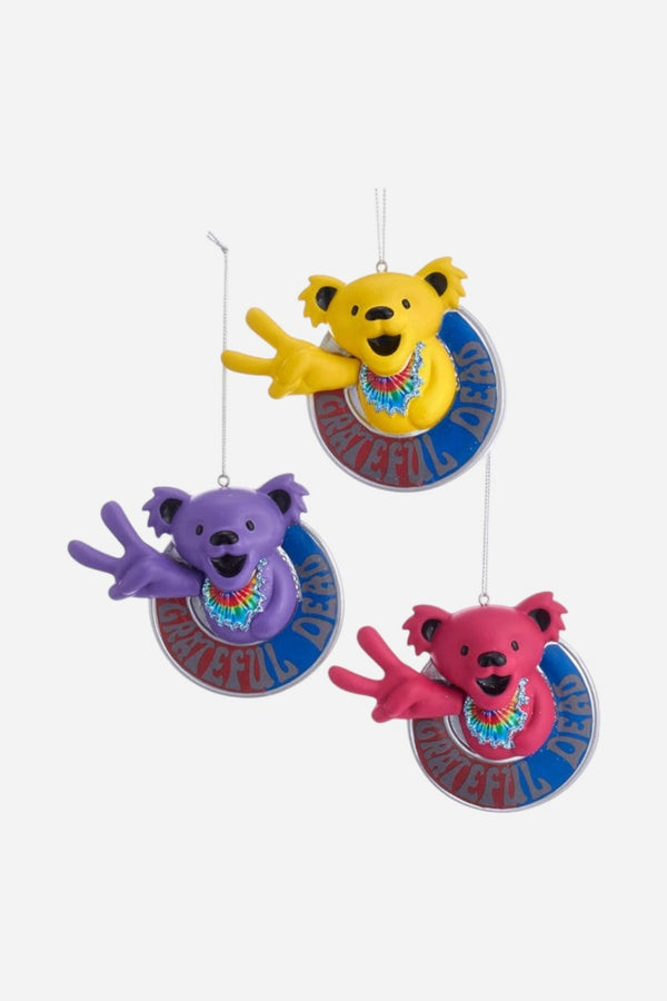 Grateful Dead Peace Bear Ornament in Magenta