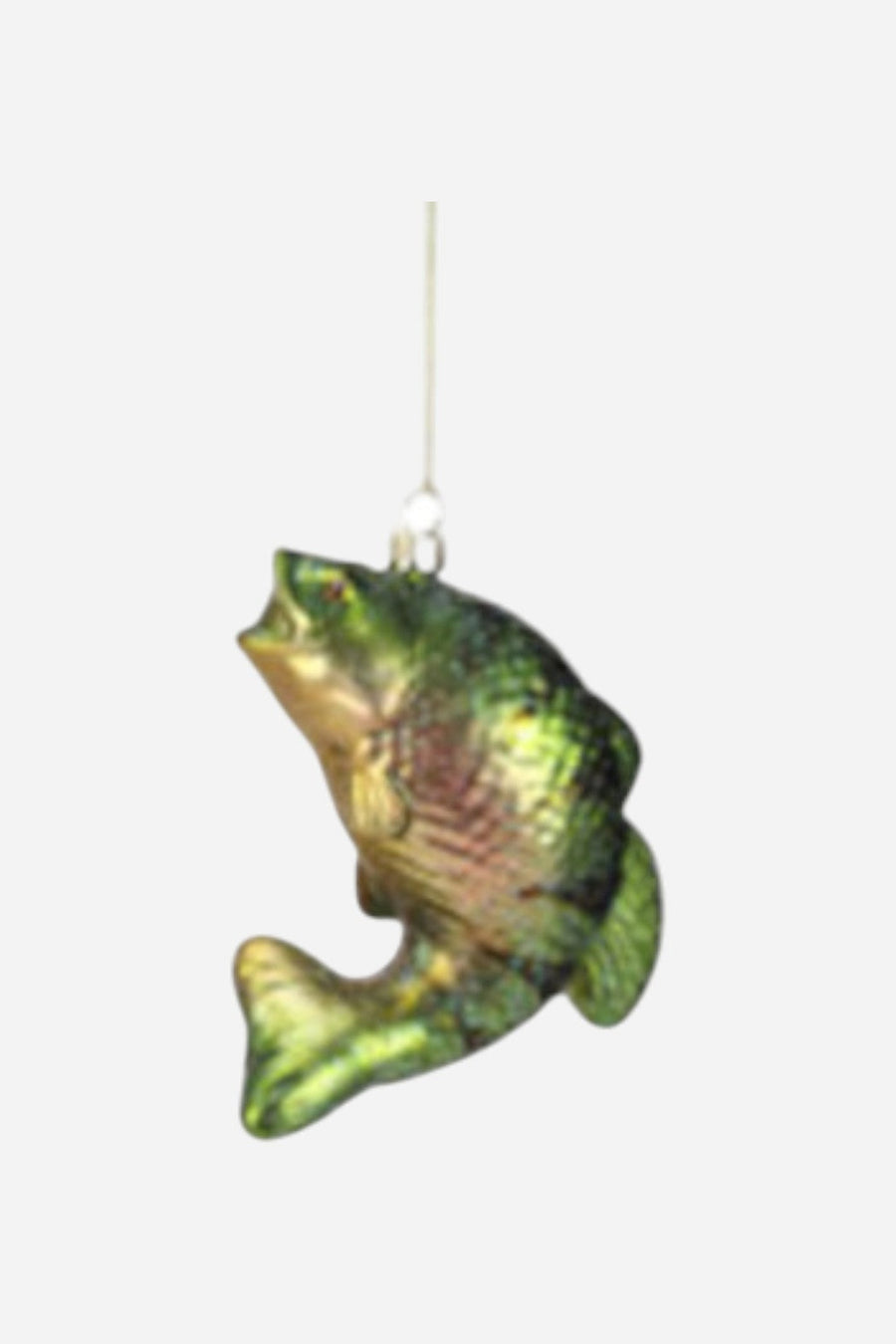Green Fish On Line Ornament – side view