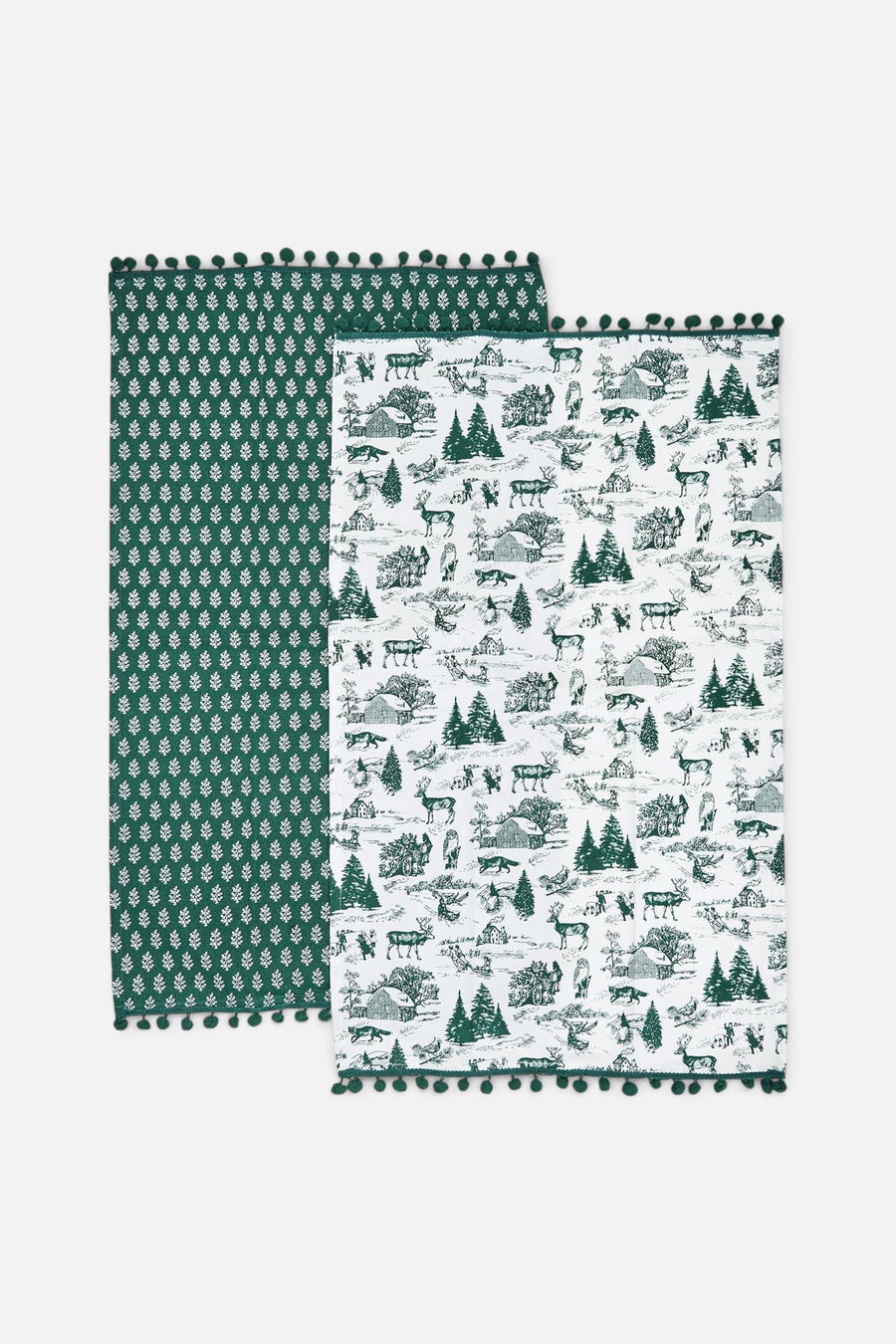 Green Forest Christmas Dish Towel Set of 2 – front view