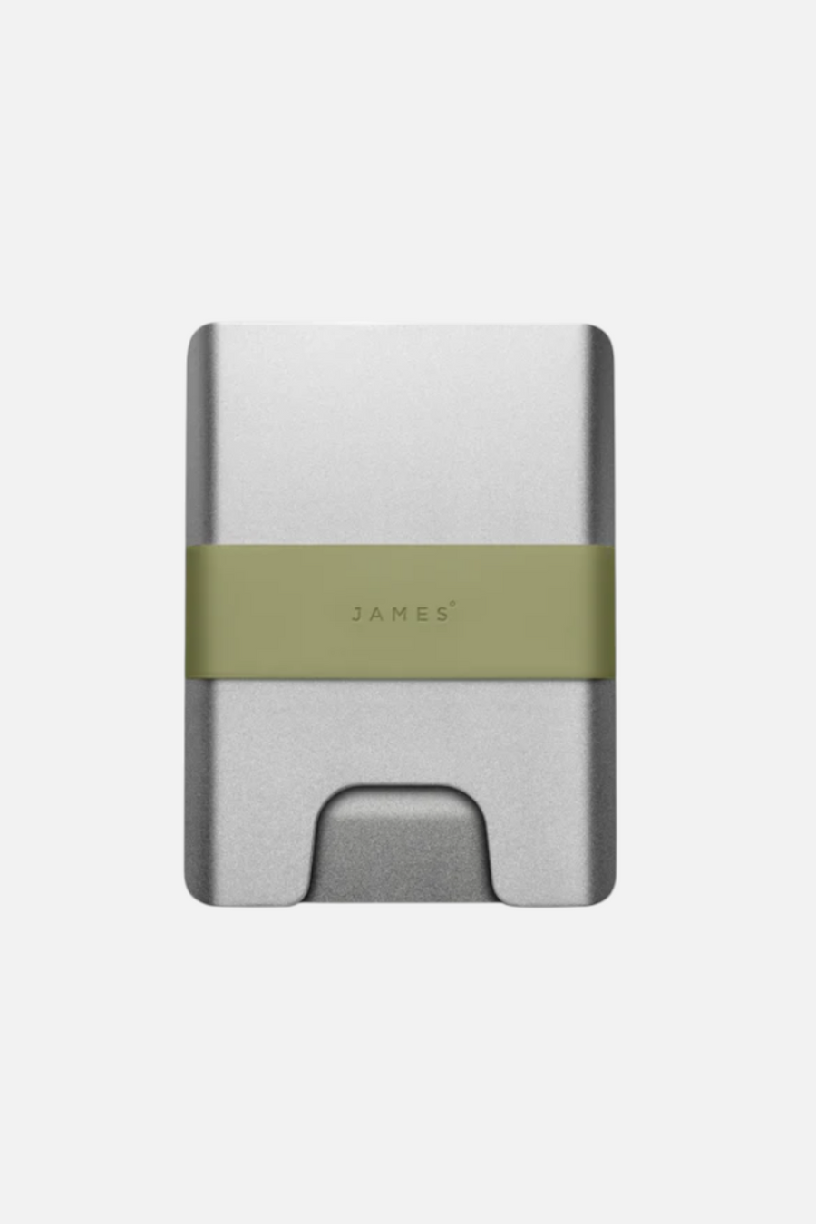 The James Brand Lowe Minimalist Card Holder in Silver & Grove – front view