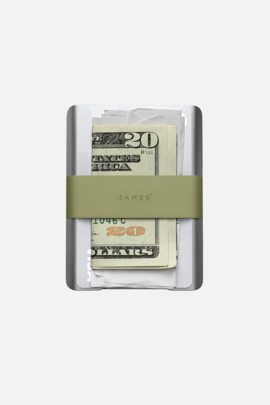 The James Brand Lowe Minimalist Card Holder in Silver & Grove – back view