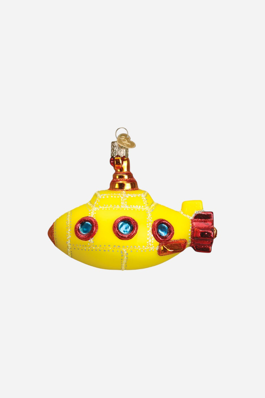 Groovy Submarine Glass Ornament – front view
