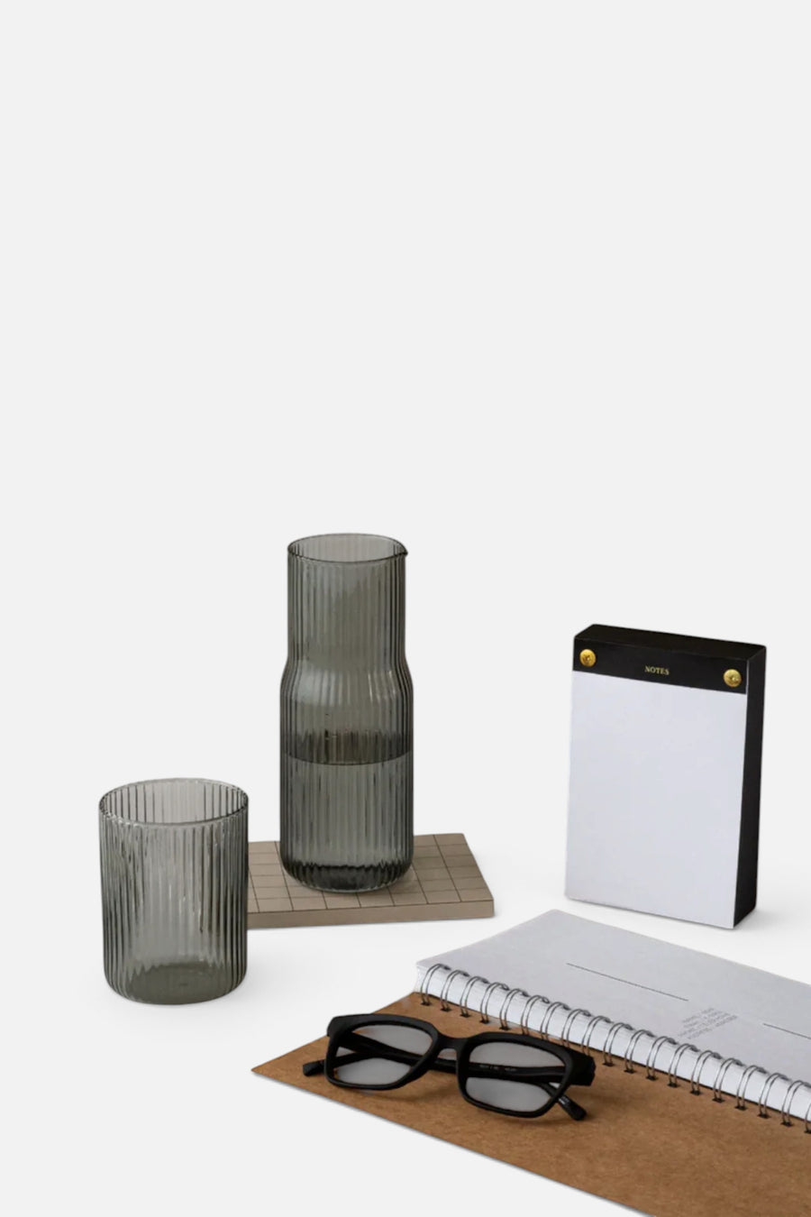 Gry Mattr Ribbed Carafe and Cup Set in Smoke – back view
