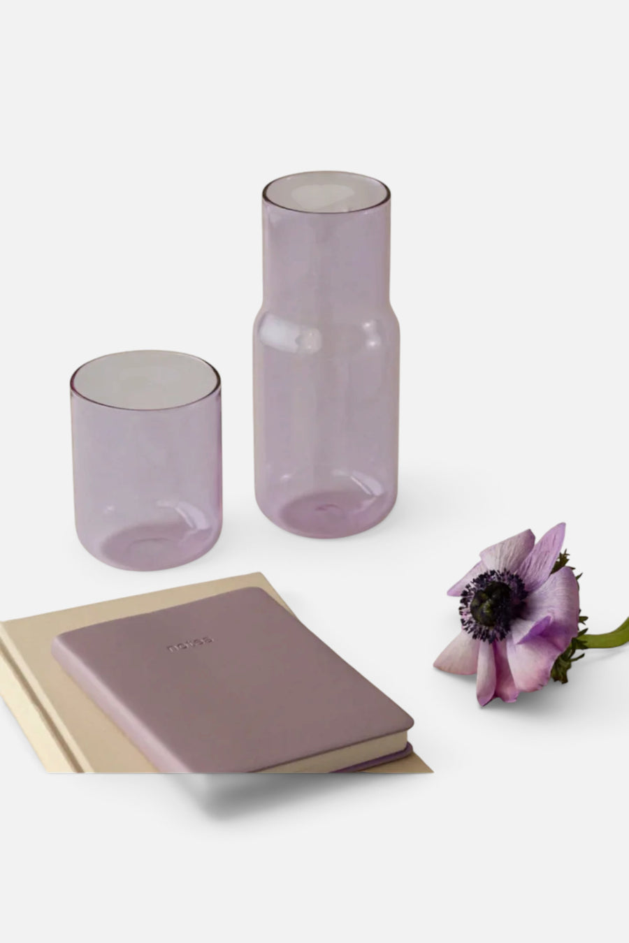 Gry Mattr Tinted Glass Carafe and Cup in Violet – back view