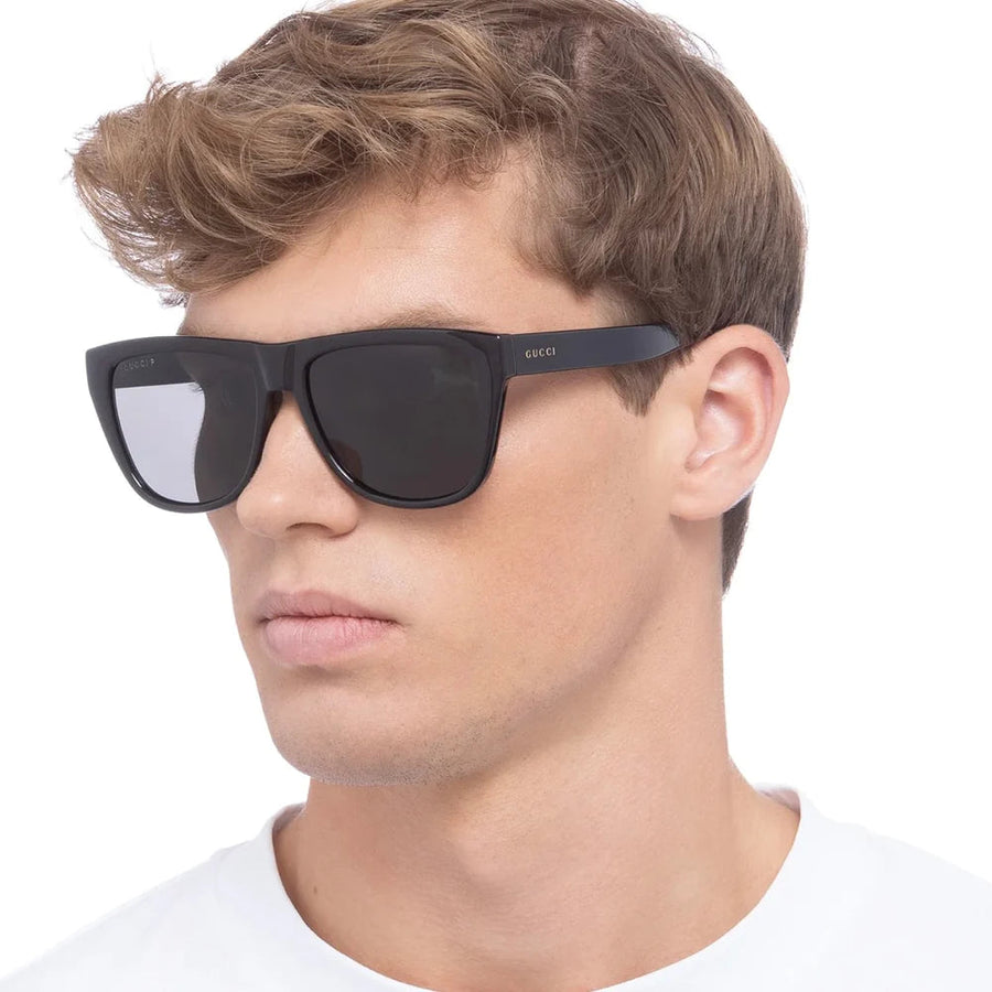 Gucci Black Men's Sunglasses with Gray Polarized Lenses – detail