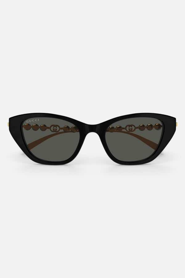Gucci Cat Eye Sunglasses in Black/Gold (GG1968S 001 50)