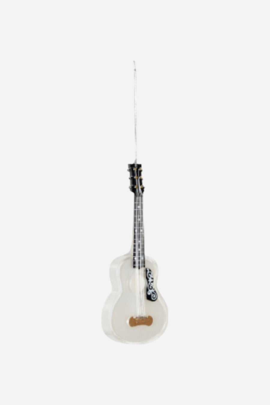 Guitar Ornament in White – three-quarter view